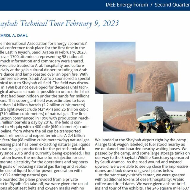 (English) Shaybah Technical Tour February 9, 2023 – IAEE Energy Forum / Second Quarter 2023