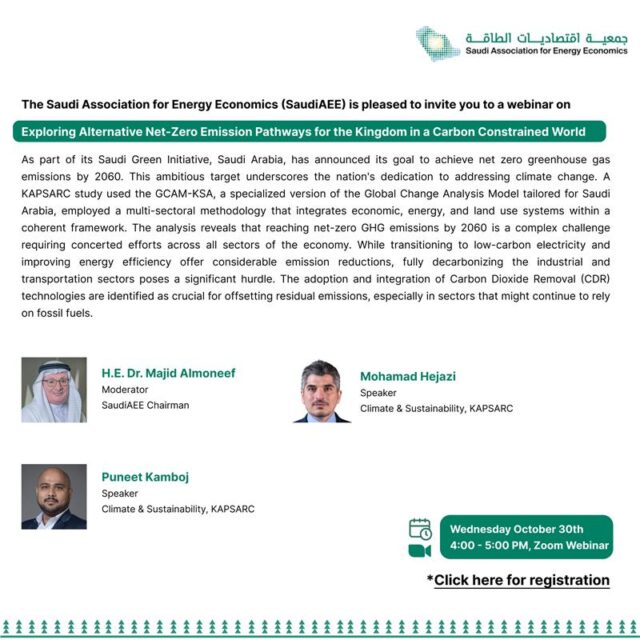 Webinar: Exploring Alternative Net-Zero Emission Pathways for the Kingdom in a Carbon Constrained World